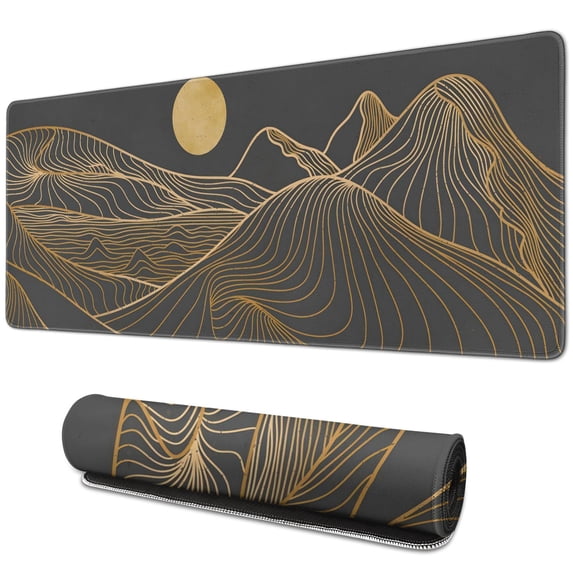 "Non-Slip Rubber Base Gaming Mouse Pad: Extra Large, 31.5x11.8inch Black Desk Mat - Waterproof and Durable with Stitched Edges"