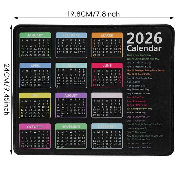 Non-Slip Rubber Desk Pad with 2025 Calendar Display, Silk Fabric Smooth Mousepad for Laptop and Computer, Durable Office Table Mat for Planning and Productivity