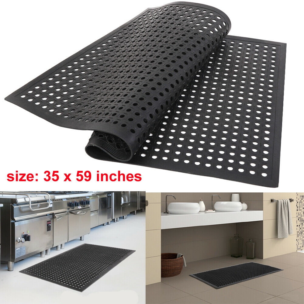 Rubber Floor Mat, 36x60 inch Anti-Fatigue Drainage Mat, for Wet Areas,  Non-slip Bar Kitchen Industrial Rubber Cushion, Bathtub Bathroom Bath Mat