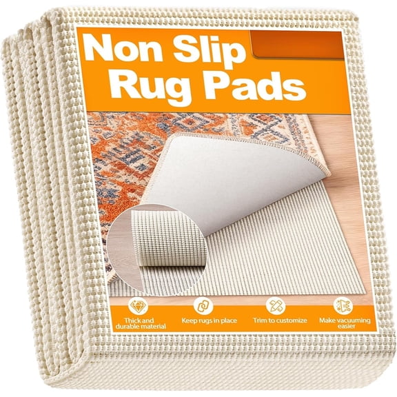 Non-Slip Rug Pad 2.5x12 FT, Extra Thick Carpet Pads for Hard Surfaces, Prevents Sliding and Secures Rugs, Provides Floor Protection with Comfort Cushioning