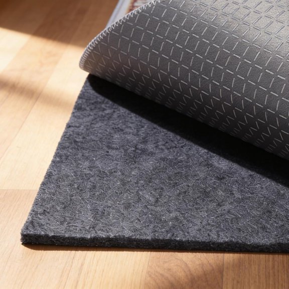 Non-Slip Rug Pad 6' x 9' Felt & Rubber Underlay in Dark Gray, Waterproof & Grippy for Hardwood, Tile, Laminate Floors, Prevents Slipping & Bunching