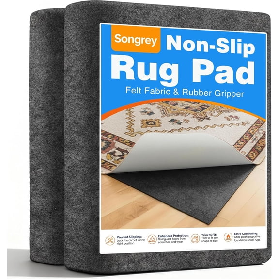 Non Slip Rug Pad Gripper 8 x 10 Ft, Thick Felt Fabric with Anti Skid Backing, Carpet Pad for Hardwood Floors, Keep Area Rugs in Place and Safe