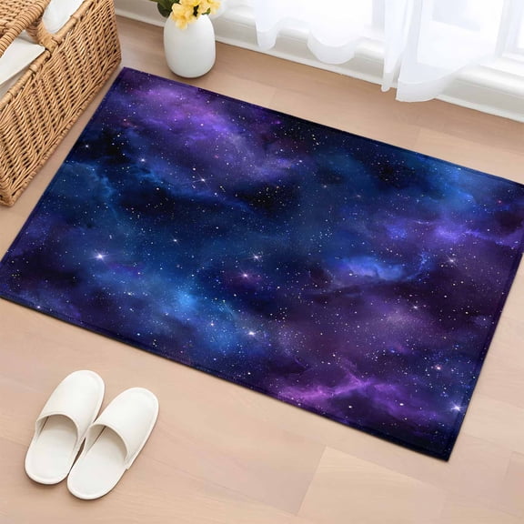Non-Slip Rug Pad Rugs Abstract Blue Purple Starry Sky Rectangle Area Rugs 2x3Ft Soft Carpet Pads for Living Room Kids Room, Modern Stars Milky Way