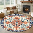 thumbnail image 1 of Non-Slip Rug Pad Rugs Abstract Flower Leaf Ethnic Style Round Area Rugs 5Ft Soft Carpet Pads for Living Room Kids Room, Orange Gradient Abstract Art, 1 of 9
