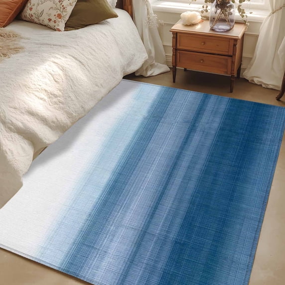 Non-Slip Rug Pad Rugs Abstract Haze Blue Gradient Rectangle Area Rugs 3x5Ft Soft Carpet Pads for Living Room Kids Room, Modern Minimalist Art Linen
