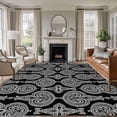 thumbnail image 1 of Non-Slip Rug Pad Rugs Abstract Paisley Flower Texture Rectangle Area Rugs 5x7Ft Soft Carpet Pads for Living Room Kids Room, Ethnic White Floral on Black, 1 of 9