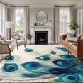 thumbnail image 1 of Non-Slip Rug Pad Rugs Abstract Peacock Feather Rectangle Area Rugs 5x7Ft Soft Carpet Pads for Living Room Kids Room, Realistic Animal Texture, 1 of 9