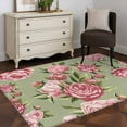 thumbnail image 1 of Non-Slip Rug Pad Rugs Abstract Pink Flowers on Green Rectangle Area Rugs 2.7x5Ft Soft Carpet Pads for Living Room Kids Room, Farm Floral Art, 1 of 9