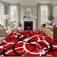 thumbnail image 1 of Non-Slip Rug Pad Rugs Abstract Stripe Black White on Red Rectangle Area Rugs 5x7Ft Soft Carpet Pads for Living Room Kids Room, Minimalist Geometric Curve Line, 1 of 9