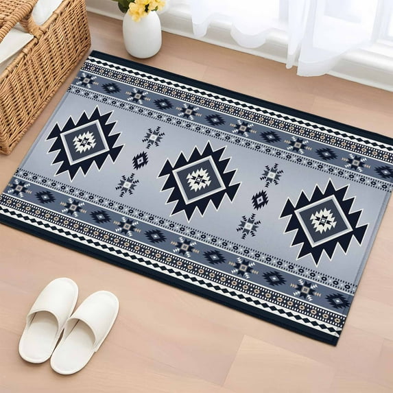Non-Slip Rug Pad Rugs Aztec Geometric Southwest Wind Rectangle Area Rugs 2x3Ft Soft Carpet Pads for Living Room Kids Room, Vintage Ethnic Motifs
