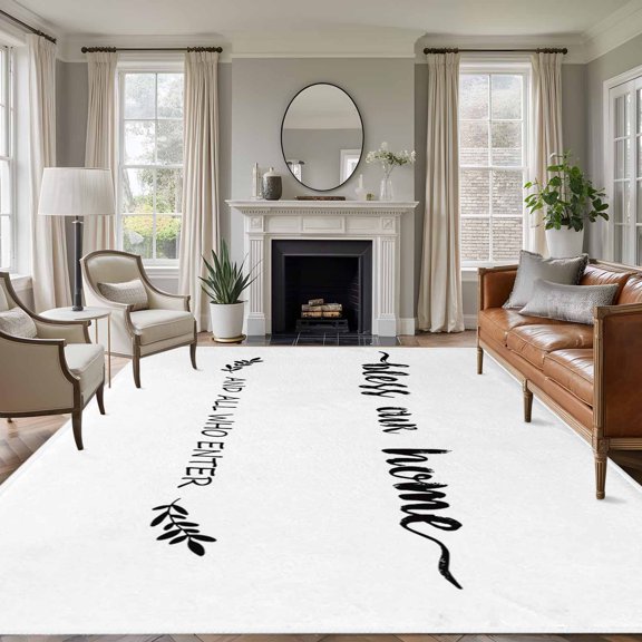 Non-Slip Rug Pad Rugs Black Chic Healing Quotes Rectangle Area Rugs 5x7Ft Soft Carpet Pads for Living Room Kids Room, White