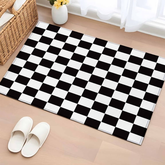 Non-Slip Rug Pad Rugs Classic Chic Black White Buffalo Lattice Rectangle Area Rugs 2x3Ft Soft Carpet Pads for Living Room Kids Room, Gingham Plaid