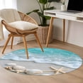thumbnail image 1 of Non-Slip Rug Pad Rugs Coastal Beach Shell Starfish Round Area Rugs 4Ft Soft Carpet Pads for Living Room Kids Room, Summer Teal Water Ripple, 1 of 9