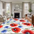thumbnail image 1 of Non-Slip Rug Pad Rugs Country Blue Red Flowers Leaves Rectangle Area Rugs 5x7Ft Soft Carpet Pads for Living Room Kids Room, Spring Botantical, 1 of 9
