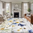 thumbnail image 1 of Non-Slip Rug Pad Rugs Country Flowers Butterflies Rectangle Area Rugs 5x8Ft Soft Carpet Pads for Living Room Kids Room, Yellow Blue Floral on Wood, 1 of 9