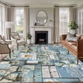 thumbnail image 1 of Non-Slip Rug Pad Rugs Farm Daisies Flowers Rectangle Area Rugs 5x7Ft Soft Carpet Pads for Living Room Kids Room, White Floral on Blue Wood, 1 of 9