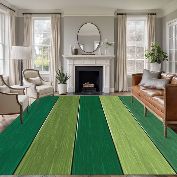Non-Slip Rug Pad Rugs Farm Retro Green Wood Grain Rectangle Area Rugs 5x7Ft Soft Carpet Pads for Living Room Kids Room, Rustic Wooden Plank Texture
