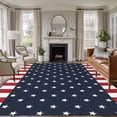 thumbnail image 1 of Non-Slip Rug Pad Rugs Independence Day Patriotic Stars on Blue Rectangle Area Rugs 5x7Ft Soft Carpet Pads for Living Room Kids Room, Red White Stripes Border, 1 of 9