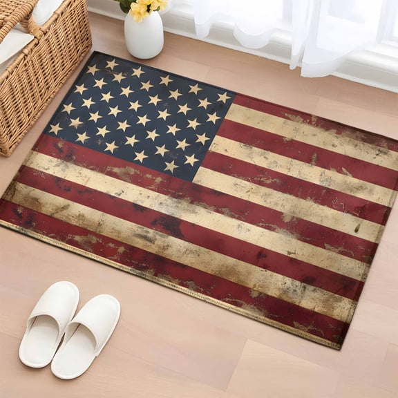 Non-Slip Rug Pad Rugs Independence Day Retro USA Flag Rectangle Area Rugs 2x3Ft Soft Carpet Pads for Living Room Kids Room, July 4th Stripes and Stars