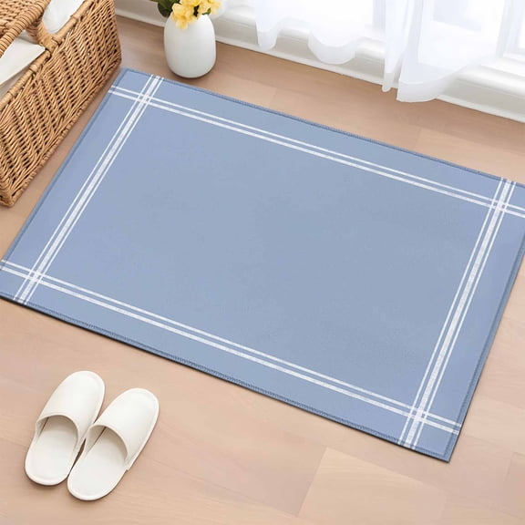 Non-Slip Rug Pad Rugs Light Blue Rectangle Area Rugs 2x3Ft Soft Carpet Pads for Living Room Kids Room, Solid Color