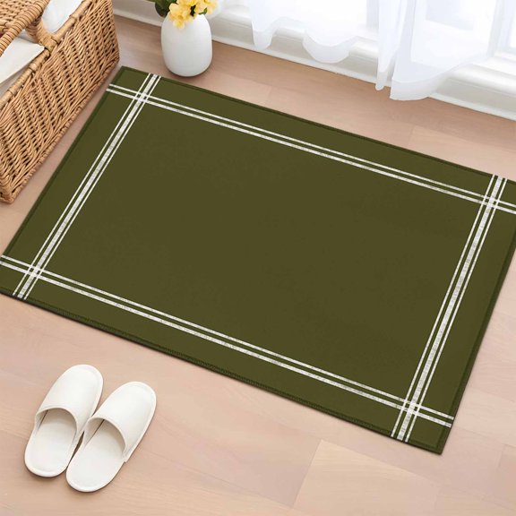Non-Slip Rug Pad Rugs Minimalist Art Solid Color Rectangle Area Rugs 2x3Ft Soft Carpet Pads for Living Room Kids Room, Pure Olive Dark Green