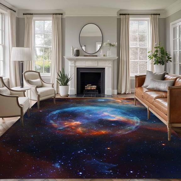 Non-Slip Rug Pad Rugs Mysterious Planet Outer Space Rectangle Area Rugs 5x7Ft Soft Carpet Pads for Living Room Kids Room, Modern Abstract Art