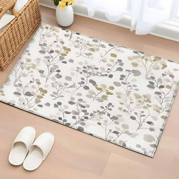 Non-Slip Rug Pad Rugs Rustic Abstract Floral Leaves Rectangle Area Rugs ...