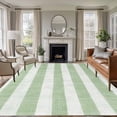 thumbnail image 1 of Non-Slip Rug Pad Rugs Sage Green Linen Striped Rectangle Area Rugs 5x7Ft Soft Carpet Pads for Living Room Kids Room, Vintage Farmhouse, 1 of 9