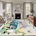 thumbnail image 1 of Non-Slip Rug Pad Rugs Spring Easter Teal Truck Dwarf Stripes Eggs Rectangle Area Rugs 5x7Ft Soft Carpet Pads for Living Room Kids Room, Green Grass Floral, 1 of 9