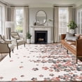 thumbnail image 1 of Non-Slip Rug Pad Rugs Spring Red Gray Flower Rectangle Area Rugs 5x7Ft Soft Carpet Pads for Living Room Kids Room, Pastoral Cherry Floral Linen Texture, 1 of 9