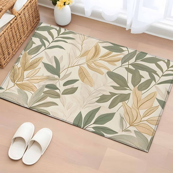 Non-Slip Rug Pad Rugs Spring Sage Leaf Vintage Plant Rectangle Area Rugs 2x3Ft Soft Carpet Pads for Living Room Kids Room, Botanical Seamless