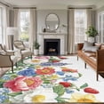 thumbnail image 1 of Non-Slip Rug Pad Rugs Spring Watercolor Flower Plant Rectangle Area Rugs 5x7Ft Soft Carpet Pads for Living Room Kids Room, Strawberry Peony Floral, 1 of 9