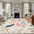 thumbnail image 1 of Non-Slip Rug Pad Rugs Summer Flamingo Flower Leaf Rectangle Area Rugs 5x7Ft Soft Carpet Pads for Living Room Kids Room, Vintage Linen Tropical Botanical, 1 of 9