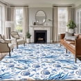 thumbnail image 1 of Non-Slip Rug Pad Rugs Summer Seahorse Coral Starfish Conch Rectangle Area Rugs 5x7Ft Soft Carpet Pads for Living Room Kids Room, Seamless Blue Marine Life, 1 of 9