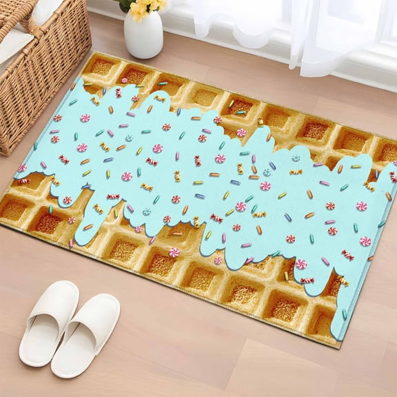 Non-Slip Rug Pad Rugs Sweet Waffle Colorful Candy Rectangle Area Rugs 2x3Ft Soft Carpet Pads for Living Room Kids Room, Light Blue Icing