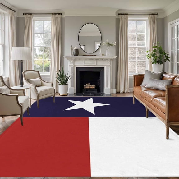 Non-Slip Rug Pad Rugs Texas Star Flag Rectangle Area Rugs 9x12Ft Soft Carpet Pads for Living Room Kids Room, Star and White Red Stripe