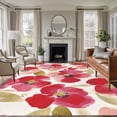 thumbnail image 1 of Non-Slip Rug Pad Rugs Watercolor Red Flower Petals on White Rectangle Area Rugs 5x7Ft Soft Carpet Pads for Living Room Kids Room, Garden Green Leaf, 1 of 9