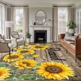thumbnail image 1 of Non-Slip Rug Pad Rugs Watercolor Sunflower Blessed Quote Rectangle Area Rugs 5x7Ft Soft Carpet Pads for Living Room Kids Room, Farm Brown Wood Board, 1 of 9