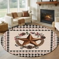 thumbnail image 1 of Non-Slip Rug Pad Rugs Western Star Pinecone Garland Round Area Rugs 8Ft Soft Carpet Pads for Living Room Kids Room, Vintage Black Buffalo Plaid, 1 of 9