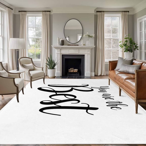 Non-Slip Rug Pad Rugs You Are The Best Quote Rectangle Area Rugs 5x7Ft Soft Carpet Pads for Living Room Kids Room, Signs Art Positive Quotes