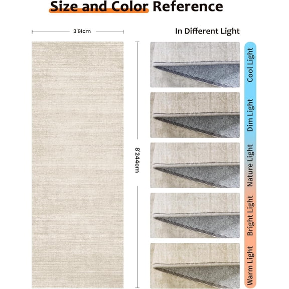 Non-Slip Runner Rug - 3x8 Runner Rug Washable Low-Pile Rugs Runners, Soft Distressed Carpet Runner for Bedroom Bathroom Kitchen Laundry Living Room, Beige