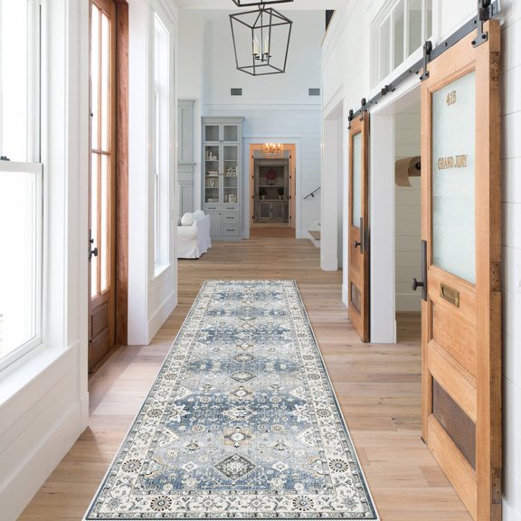 Non Slip Runners For Hallways Washable Long Ultra Soft Kitchen Shedding Accent Farmhouse Rugs (grey  2 X 7)