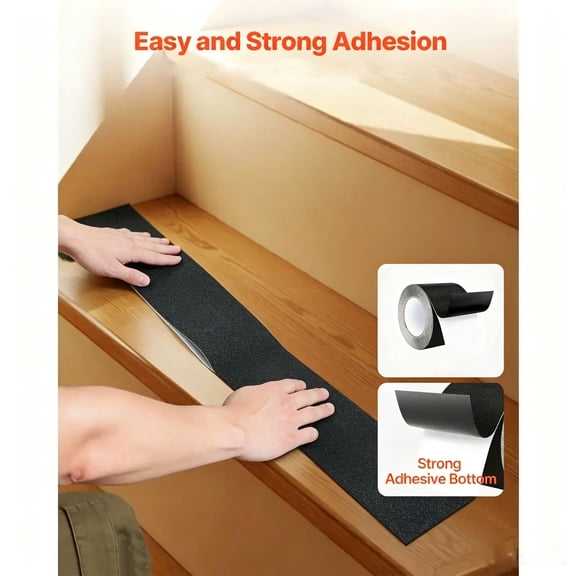 Non Slip Safety Tape Roll For Stairs And Steps, Heavy Duty Anti Slip Grip Strip For Indoor Outdoor Walkways Deck Ramps Floors And Entryways 16.4 Feet