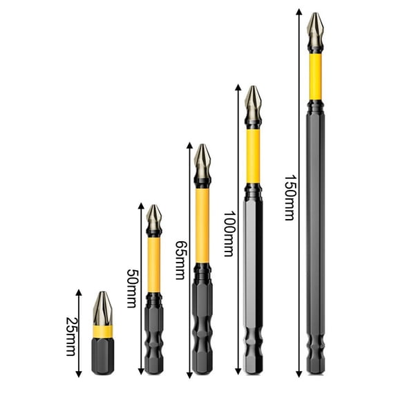 Non-Slip Screwdriver Set 25-150mm PH2 Alloy Steel for Driver, Magnetic Cross for Electric Drill Hand Tools (5 Pcs)