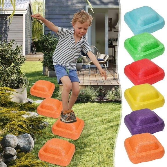 Non-Slip Sensory Balance Stepping Stones for Kids - Colorful Indoor/Outdoor Training Blocks for Physical Development, Core Strength, and Motor Skills (Ages 3-12)