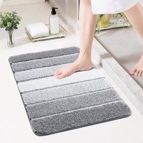 Non-Slip Shaggy Bath Rug 24"x17" Grey Plush Polyester Machine Washable