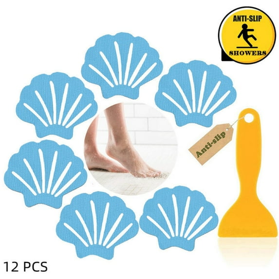 Non Slip Shell Bathtub Stickers, 12/20 PCS Adhesive Kids Anti Slip Decal Threads for Shower and Bath Tub with Premium Scraper