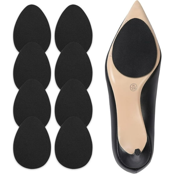 Non Slip Shoe Pads, 4 Pairs/8 Pcs Shoe Grips on Bottom of Shoes,Silicone Shoe Slip Pads, Heel Slip Pads for Women Protector Stickers (Black-8 pcs)