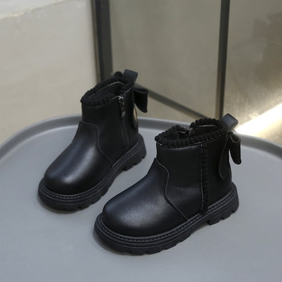Non Slip Shoes, Kid's Boots, Kid's Winter Boots, Fall Winter Ankle Boots for Girls Kids Fashion Western Cowgirl Boots Side Zipper Cozy Low Heel Non-Slip Short Booties, Black US-8C/EU-24