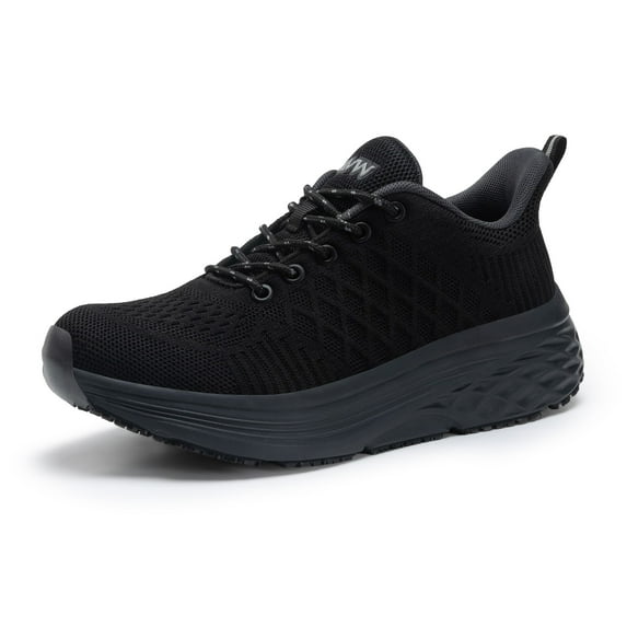 Non Slip Shoes for Women, Womens Walking Shoes with Memory Foam, Comfort Restaurant Black Wide or Extra Wide Width Safety Footwear